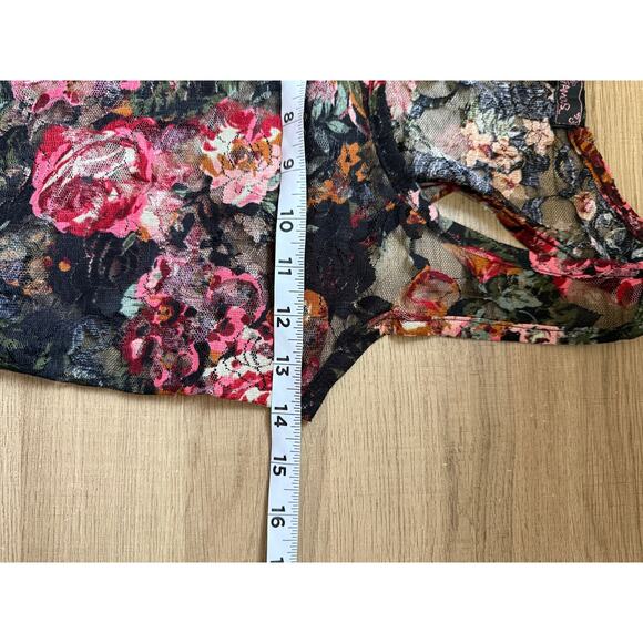 Almost Famous Sheer Floral Lace Tank Top Dress Black Pink Roses - Picture 4 of 5